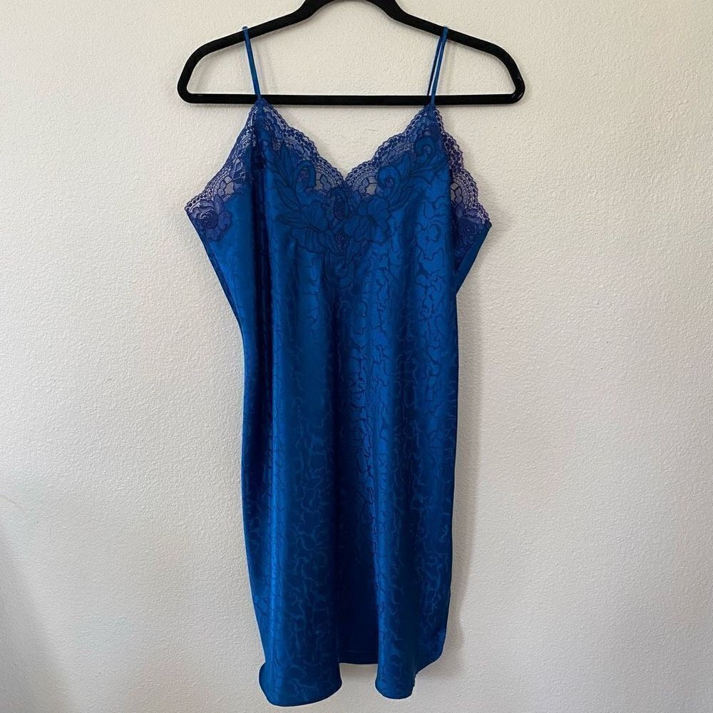 Vintage Erika Taylor Royal Blue Brocade Chemise